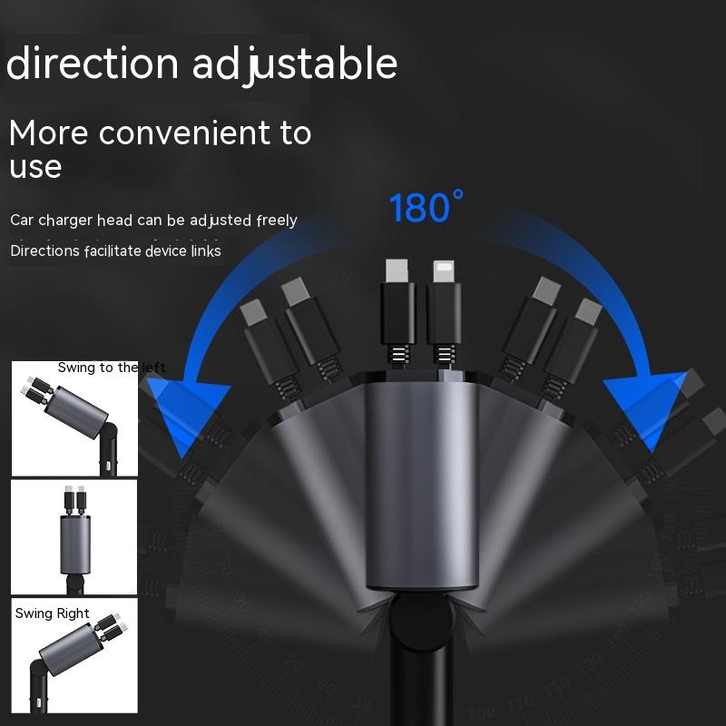 Chargeur Auto Rapide 4-en-1 – Rechargez Facilement en Déplacement !